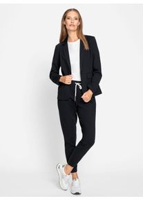 Hosenanzug Heine, Damen, Gr. 44, Normalgr&ouml;&szlig;en, blau (marine), 67% Viskose, 27% Polyamid, 6% Elasthan, Anz&uuml;ge Hosenanzug