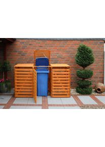 M&uuml;lltonnenbox Promadino "Vario V", braun, B:219cm H:122cm T:92cm, Holzwerkstoff, Aufbewahrungsboxen, M&uuml;lltonnenbox, f&uuml;r 3 x 240 l, braun