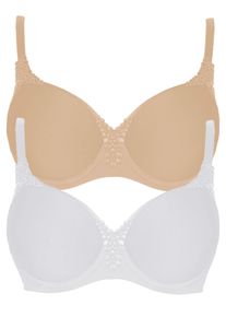 T-Shirt-BH Viania "2er Pack Spacer B&uuml;gel BH Carola", Damen, Gr. 80, Cup D, bunt (nude wei&szlig;), Stoff, Obermaterial: 62% Polyamid PA. 27% Polyester PES. 11% Elasthan EL., BHs T-Shirt-BH