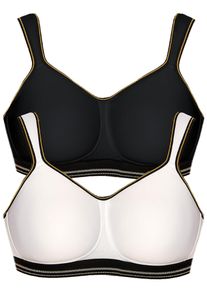 Sport-BH Viania "2er Pack Sport BH intense", Damen, Gr. 85, Cup F, bunt (schwarz wei&szlig;), Obermaterial: 89% Polyester PES. 6% Elasthan EL. 5% Polyamid PA., BHs Sport-BH