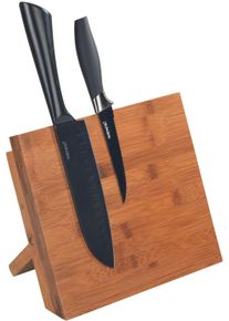 Magnet-Messerblock Wenko "Modell Mesina", braun (dunkelbraun), B:23,5cm H:21cm L:13cm, Messerbl&ouml;cke, Magnet-Messerblock, magnetischer Messerhalter f&uuml;r die K&uuml;che, Bambus, Landhaus-Stil
