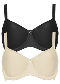T-Shirt-BH SuSa "2er Pack Spacer BH mit B&uuml;gel Catania", Damen, Gr. 85, Cup B, bunt (champagner schwarz), Obermaterial: 50% Polyamid PA. 30% Polyester PES. 20% Elasthan EL., BHs T-Shirt-BH