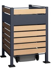 M&uuml;lltonnenbox WESTMANN "Planum", grau (anthrazit, holzoptik), B:90cm H:120cm T:90cm, Stahl, Aufbewahrungsboxen, M&uuml;lltonnenbox, M&uuml;lltonnenverkleidung & Sichtschutz