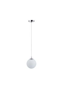 Paulmann Pendelleuchte "Globe IP44 E27 max. 20W Satin, Chrom dimmbar", wei&szlig; (wei&szlig;, chromfarben), 1, &Oslash; 20cm, 1 Stk., Leuchten, Pendelleuchte