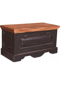 Schuhschrank Sit "Corsica", schwarz (schwarz, honig), B:85cm H:45cm T:40cm, Massivholz, Recyceltes Altholz, Schr&auml;nke, Schuhschrank, mit Klappe, Shabby Chic, Vintage