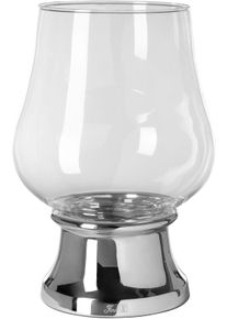 Windlicht Fink "PALINA", silber (silberfarben), H:36,5cm &Oslash;:25,5cm, Aluminium, Edelstahl, Glas, Kerzenhalter, Windlicht, Kerzenhalter mit Glas, vernickelt