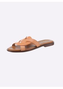 Pantolette Heine, Damen, Gr. 36, orange (pfirsich), Glattleder, Leder, Rindsleder, Schuhe Pantolette