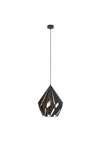 Eglo H&auml;ngeleuchte "CARLTON 1 Pendellampe, Stahl, E27, IP20, Retro, Esstischlampe, Lampe", schwarz (schwarz, kupfer), 1, &Oslash; 38,5cm H: 150cm, 1 Stk., Leuchten, H&auml;ngeleuchte, H150 x &Oslash;38,5 cm, schwarz, kupfer, 1X60W exkl., H&auml;ngeleuchte
