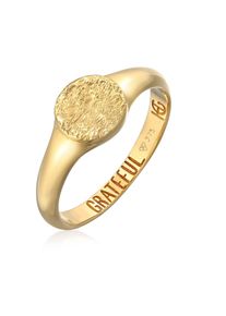 Partnerring HAZE & GLORY "Ring Siegelring Rund - Grateful 375 Gelbgold" Gr. 52, gold, Fingerringe, Damen, 52, Gelbgold 375, Partnerring
