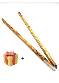 Grillzange OLIVENHOLZ-ERLEBEN "Grillzange aus Olivenholz 42 cm lang", braun, L:42cm, Aluminium, Olivenholz, K&uuml;chenzangen, Grillzange, Grillzange 42 cm &ndash; hitzebest&auml;ndiges Olivenholz