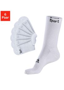 Sportsocken Bench., Herren, Gr. 35-38, wei&szlig; (6x wei&szlig;), Baumwollmischung, unifarben, elastisch, Socken Sportsocken, mit antibakterieller Feuchtigkeitsregulierung