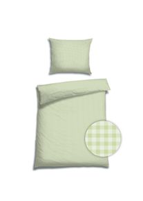 Bettw&auml;sche Florella "Karo Five salbei Edel-Satin, 100% Baumwolle", gr&uuml;n (salbei), B/L: 140cm x 220cm, 1 Stk., 1 Stk., Satin, B/L: 70cm x 90cm, Satin, Obermaterial: 100% Baumwolle CO., Bettw&auml;sche, Bettw&auml;sche