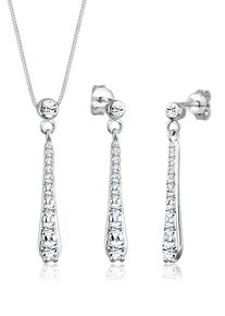 Ohrring und Ketten Set Elli "Schmuckset Wei&szlig; 925 Sterling Silber, mit Kristallen von Swarovski" Gr. 45, silber, Schmuck_Sets, Damen, 45, Ohrring und Ketten Set