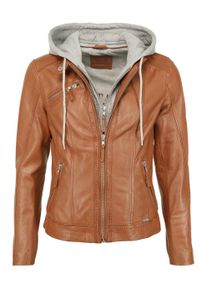 Lederjacke Mustang "Lederjacke", Damen, Gr. S, braun (cognac), Obermaterial: 100% Lammleder LEL. Futter: 100% Baumwolle CO., Jacken Lederjacke