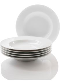 Suppenteller Retsch Arzberg "Teller Set, HEIKE WEISS, Teller 23 cm, f&uuml;r 6 Personen, rund, Porzellan", wei&szlig;, &Oslash;:23cm, Porzellan, Speiseteller, Suppenteller, f&uuml;r den gro&szlig;en Hunger &ndash; 6 tiefe Teller in der gr&ouml;&szlig;eren Ausf&uuml;hrung