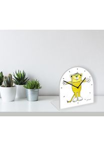 Tischuhr LUCKYLINDE "Der kleine Tiger Janosch", gelb, Tischuhren, Tischuhr, Tischuhr aus Acrylglas, Uhr, bedruckt, ger&auml;uschlos, modern