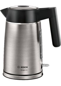 Bosch Wasserkocher "DesignLine TWK5P480, Ausgie&szlig;en ohne Spritzer, Tassenanzeige", grau (schwarz, edelstahlfarben), B:23,5cm H:26,7cm T:15cm, Wasserkocher, gro&szlig;e Wasserstandsanzeige, &Uuml;berhitzungsschutz, Edelstahl, Wasserkocher