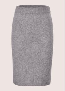 Madeleine Mode Sommerrock MADELEINE "Strickrock Eleganter Rock mit Kaschmir", Damen, Gr. 34, silber (graphit, silberfarben, melange), Obermaterial: 88% Wolle mw. 10% Kaschmir WS. 1% metallisierte Fasern MTF. 1% Polyamid PA., Modern, R&ouml;cke Sommerrock, knieumspielend