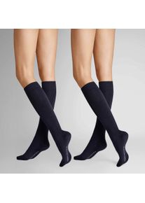 Kniestr&uuml;mpfe Hudson "Kniestrumpf Only 2-Pack", Herren, Gr. 39-42, blau (marine 0337), Obermaterial: 75% Baumwolle CO. 23% Polyamid PA. 2% Elasthan EL., Socken Kniestr&uuml;mpfe