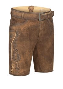 N&uuml;bler Trachtenlederhose N&Uuml;BLER "Lederhosen kurz Latz Obert", Herren, Gr. 46, EURO, braun, Obermaterial: 100% Lammleder LEL., Hosen Trachtenlederhose