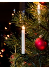 Konstsmide Christbaumkerzen "Weihnachtsdeko, Christbaumschmuck", wei&szlig;, Dioden 16 Stk. Flammen 16 Stk., Kabell&auml;nge 1,5m x Gesamtl&auml;nge 12m, Lichterketten, Baumkette, Topbirnen, One String, 16 klare Birnen, Christbaumkerzen