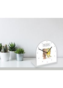 Tischuhr LUCKYLINDE "Der Tiger und der B&auml;r Janosch", braun, Tischuhren, Tischuhr, Tischuhr aus Acrylglas, Uhr, bedruckt, ger&auml;uschlos, modern