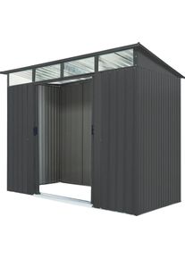Ger&auml;tehaus Pergart "L&uuml;beck 86", grau (anthrazit), Metall, Ger&auml;teh&auml;user, Ger&auml;tehaus, Metall, mit Pultdach und Lichtband, anthrazit matt