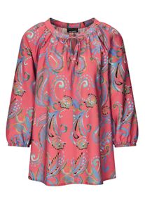 Schlupfbluse GOLDNER "Kurzgr&ouml;&szlig;e Viskosebluse mit Paisley-Muster", Damen, Gr. 25, rot (koralle, gemustert), Obermaterial: 90% Viskose CV. 10% Polyamid PA., figurumspielend, Blusen Schlupfbluse, B&auml;ndchen am Ausschnitt