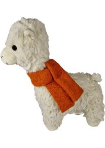 Kuscheltier Heunec "Kuma Lama, 30 cm, mit orangefarbenem Schal", wei&szlig; (wollwei&szlig;), Pl&uuml;schfiguren, KinderH:30cm, Kuscheltier, mit individueller Bestickung, Made in Germany, H:30cm