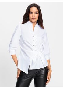 Wickelbluse Heine, Damen, Gr. 36, wei&szlig;, 50% Baumwolle, 50% Polyester, unifarben, Blusen Wickelbluse