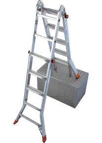 Teleskopleiter Krause "MONTO TeleMatic", silber (silberfarben), B:68cm H:160cm, Aluminium, Leitern, Teleskopleiter