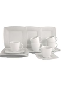 Kaffeeservice Creatable "Victoria Weiss", wei&szlig;, 18 Stk., Porzellan, Geschirr-Sets, Kaffeeservice, abgerundete, quadratische Form