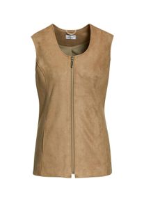 Kurzweste GOLDNER "Velourslederimitat-Weste", Damen, Gr. 52, braun (camel), Obermaterial: 100% Polyester PES., Westen Kurzweste, Herrlich weich und trageangenehm