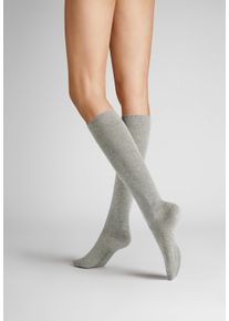 Kniestr&uuml;mpfe Hudson "Kniestrumpf Only 2-Pack", Herren, Gr. 35-38, grau (silber 0502), Obermaterial: 75% Baumwolle CO. 23% Polyamid PA. 2% Elasthan EL., Socken Kniestr&uuml;mpfe