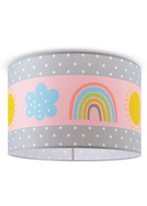 Paco Home Deckenleuchte "Cosmo 962", wei&szlig;, 1, &Oslash; 45,5cm H: 29,5cm, Leuchten, Lampe Kinderzimmer Deckenlampe Regenbogen Sonne Rosa Grau Wei&szlig; E27, Deckenleuchte