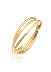 Silberring Elli Premium "Ring Wickelring Trio Basic 375 Gelbgold" Gr. 56, gold, Fingerringe, Damen, 56, Gelbgold 375, Silberring