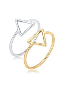 Ring-Set Elli "Ring Elli Ring Set Trend Dreieck Bi-Color 925 Silber vergoldet" Gr. 56, silber, Fingerringe, Damen, 56, Silber 925 (Sterlingsilber), Ring-Set
