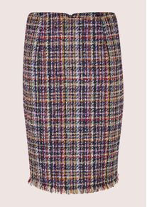 Madeleine Mode Sommerrock MADELEINE "Boucl&eacute;-Rock Bundloser Tweed-Bleistiftrock", Damen, Gr. 46, schwarz (schwarz, rubinrot, multicolor), Obermaterial: 85% Polyester PES. 5% Baumwolle CO. 5% Polyacryl PAN. 5% Viskose CV., Modern, R&ouml;cke Sommerrock