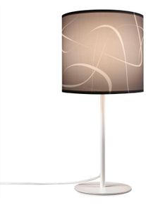 Paco Home Tischleuchte "Luca Tribal", wei&szlig; (grau), &Oslash; 18cm H: 34,5cm, Leuchten, Schirm Retro Nacht Schlafzimmer Modern Uni Mit Muster E14, Tischleuchte