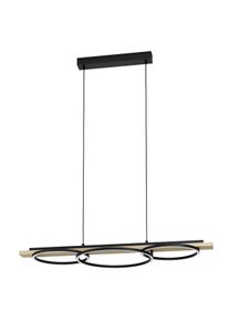 Eglo H&auml;ngeleuchte "BOYAL Pendellampe - Stahl, Holz - LED;LED - 2X12,5W;1X15,5W - IP20", schwarz (schwarz, braun), 3, H: 110cm, 1 Stk., Leuchten, H&auml;ngelampe, Deckenlampe, Wohnzimmer, Esszimmer, L101 x B40 x H110 cm, H&auml;ngeleuchte