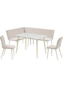 Eckbank OTTO HOME "Cassy", cremefarben, B:182cm H:86cm T:144cm, FSC-zertifizierter Holzwerkstoff, Sitzb&auml;nke, Eckbank, pflegeleichter Strukturstoff, Metallgestell, FSC-zertifiziertes Holz