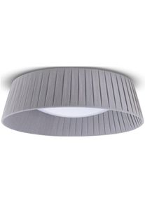 Paco Home Deckenleuchte "TARTE", grau, &Oslash; 37cm H: 11,5cm, Leuchten, Rund B&uuml;roleuchte 2 x E27 Textilschirm Modern Geschlossen Unifarben, Deckenleuchte