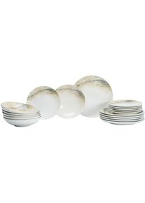 Ritzenhoff & Breker Tafelservice RITZENHOFF & BREKER "Arezzo", braun, 18 Stk., Steinzeug, Geschirr-Sets, Tafelservice, Teller Set, keramische Digitaldrucktechnik