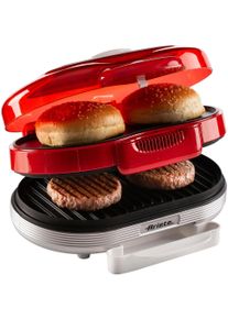 Kontaktgrill Ariete "0205R Party Time Hambuger Maker, rot", rot, B:30cm H:16,5cm T:24,5cm, Kontaktgrill_Standgrill_Tischgrill_Teppanyakigrill, Kontaktgrill