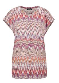 Kurzarmbluse GOLDNER "Kurzarm Printbluse f&uuml;r Damen multicolor", Damen, Gr. 40, orange (orange, gemustert), Obermaterial: 100% Viskose CV., Sonstiges, Blusen Kurzarmbluse, Kn&ouml;pfe