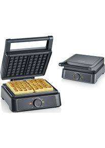 Severin Waffeleisen "WA 2125", schwarz (anthrazit, schwarz), B:20cm H:11,5cm T:25,5cm, Waffeleisen, Belgisches Waffeleisen, Waffeleisen