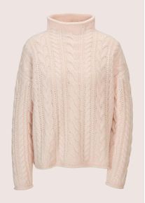 Madeleine Mode Longpullover MADELEINE "Strickpullover Stilvoller Grobstrickpullover mit Zopfmuster", Damen, Gr. 48, rosa (puderros&eacute;), Obermaterial: 90% Schurwolle WV. 10% Kaschmir WS., Modern, Pullover Longpullover, Mit Zopfmuster