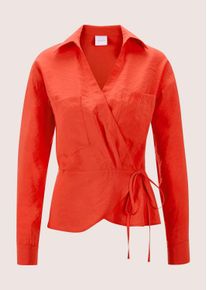 Madeleine Mode Langarmbluse MADELEINE "Bluse Wickelbluse mit Sch&ouml;&szlig;chen", Damen, Gr. 34, orange (blutorange), Obermaterial: 81% Modal CMD. 19% Polyester PES., Modern, normal, Blusen Langarmbluse