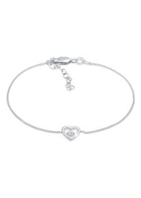 Armkette Elli DIAMONDS "Armband Herz Liebe Romantik Diamant (0.03 ct) 925 Silber" Gr. 160, silber, Armb&auml;nder, Damen, Silber 925 (Sterlingsilber), Armkette