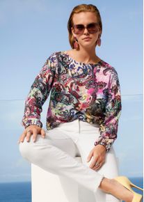 Madeleine Mode Langarmbluse MADELEINE "Blusenshirt Druckbluse mit Paisley-Muster", Damen, Gr. 48, bunt (multicolor, gemustert), Obermaterial: 100% Viskose CV., Modern, figurumspielend, Blusen Langarmbluse, Statement-Print